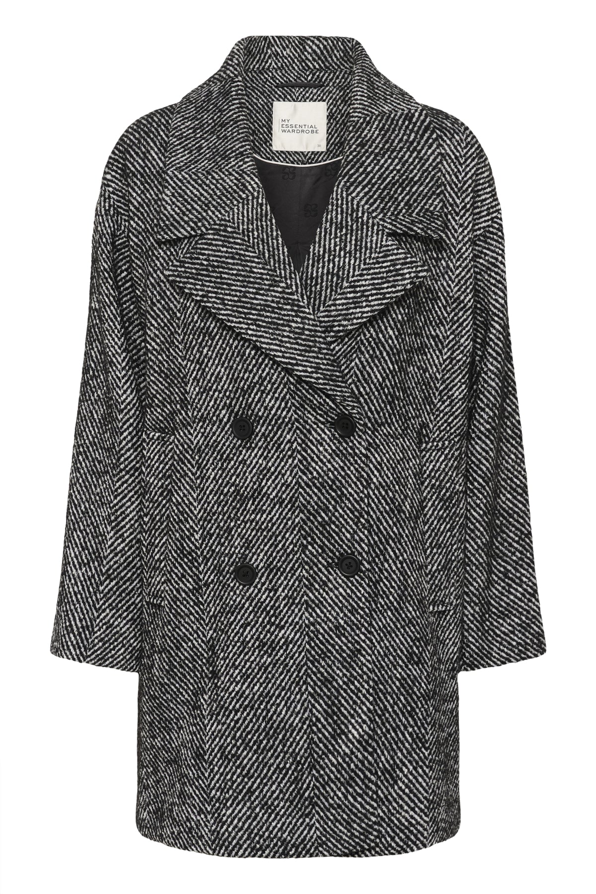MaggieMW Knee Coat Black - Off White Combo - 10705190