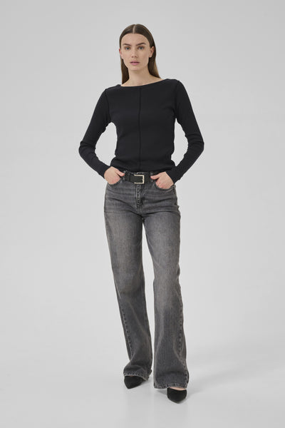MandyMW Boatneck LS Blouse Black - 10705207 Thumbnail