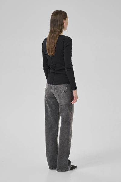 MandyMW Boatneck LS Blouse Black - 10705207 Thumbnail