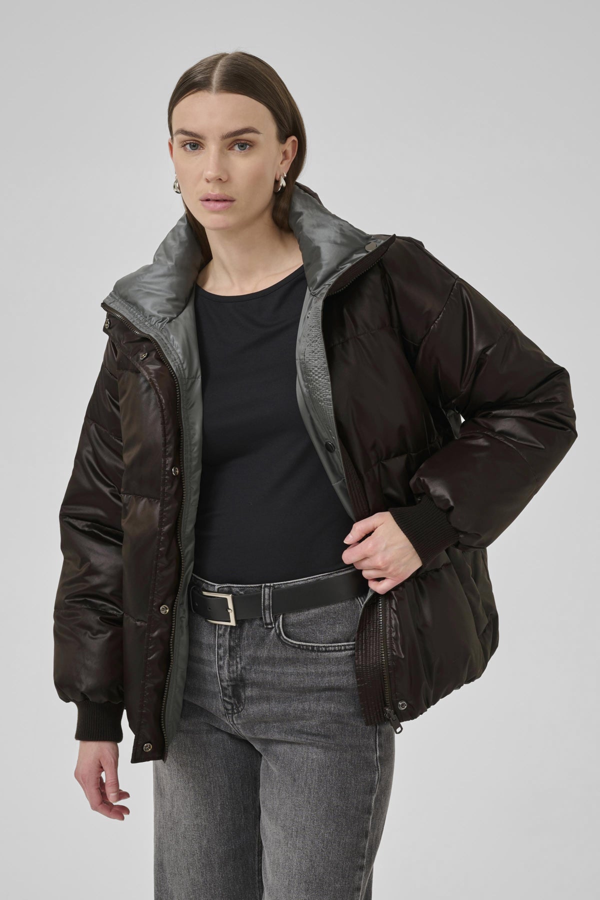 GlossyMW Reversable Down Jacke Espresso - 10705224