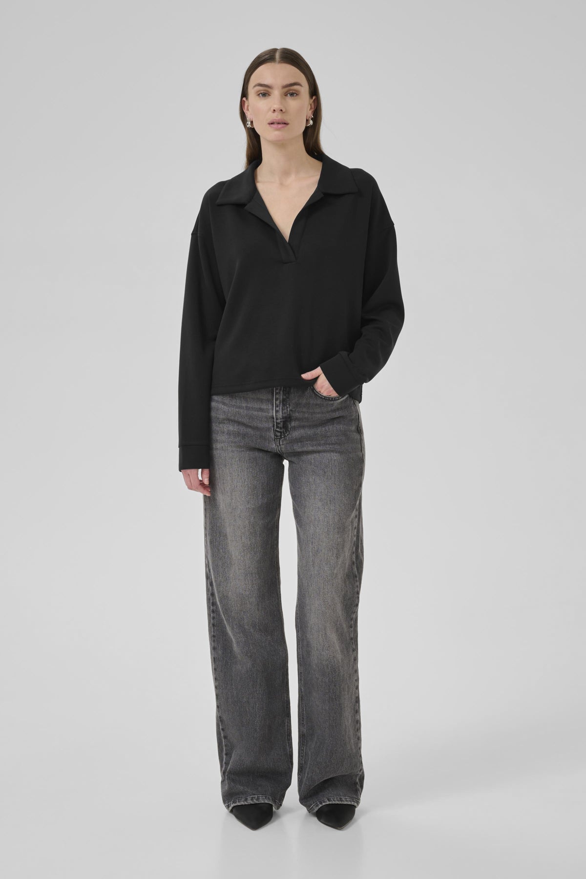 HelleMW Polo Blouse Black - 10705234