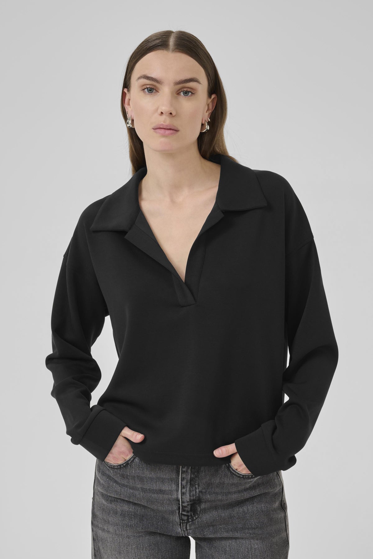 HelleMW Polo Blouse Black - 10705234