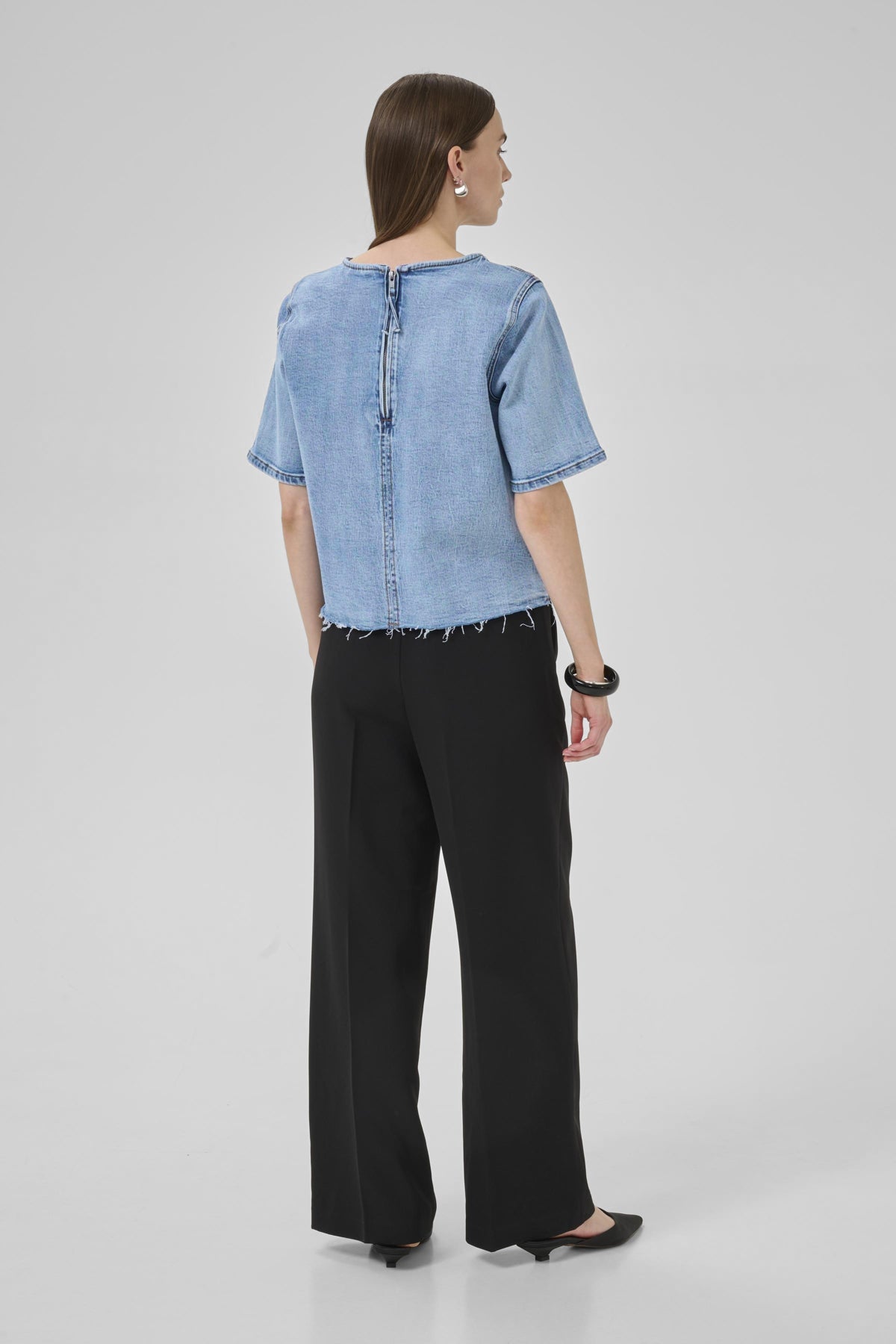 MWLatti 144 SS Blouse Light Blue Retro Wash - 10705243