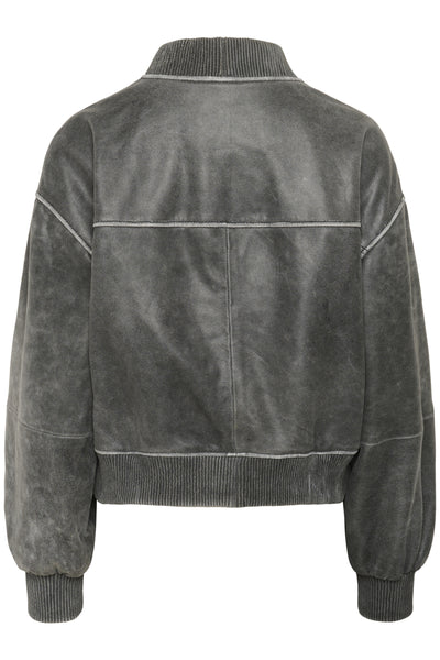 MattyMW Leather BomberJacket Medium Grey Retro Wash - 10705252 Thumbnail