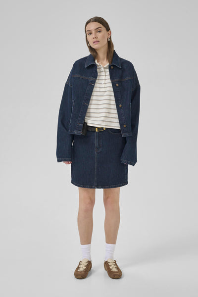 MWCady 139 Mid Skirt Dark Blue Un-Wash - 10705269 Thumbnail