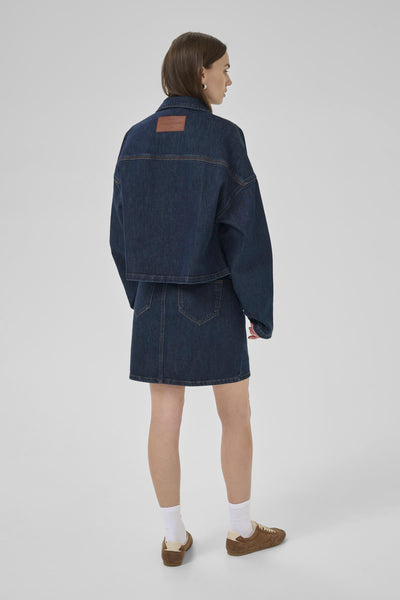 MWCady 139 Mid Skirt Dark Blue Un-Wash - 10705269 Thumbnail
