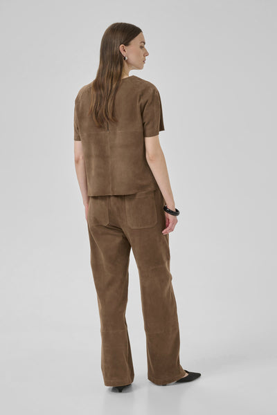 PetraMW Suede Pant Tobacco Brown - 10705272 Thumbnail