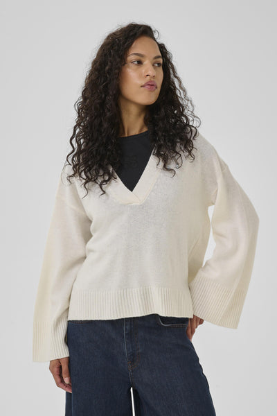 HuxiMW V-Neck Pullover Snow White - 10705282 Thumbnail