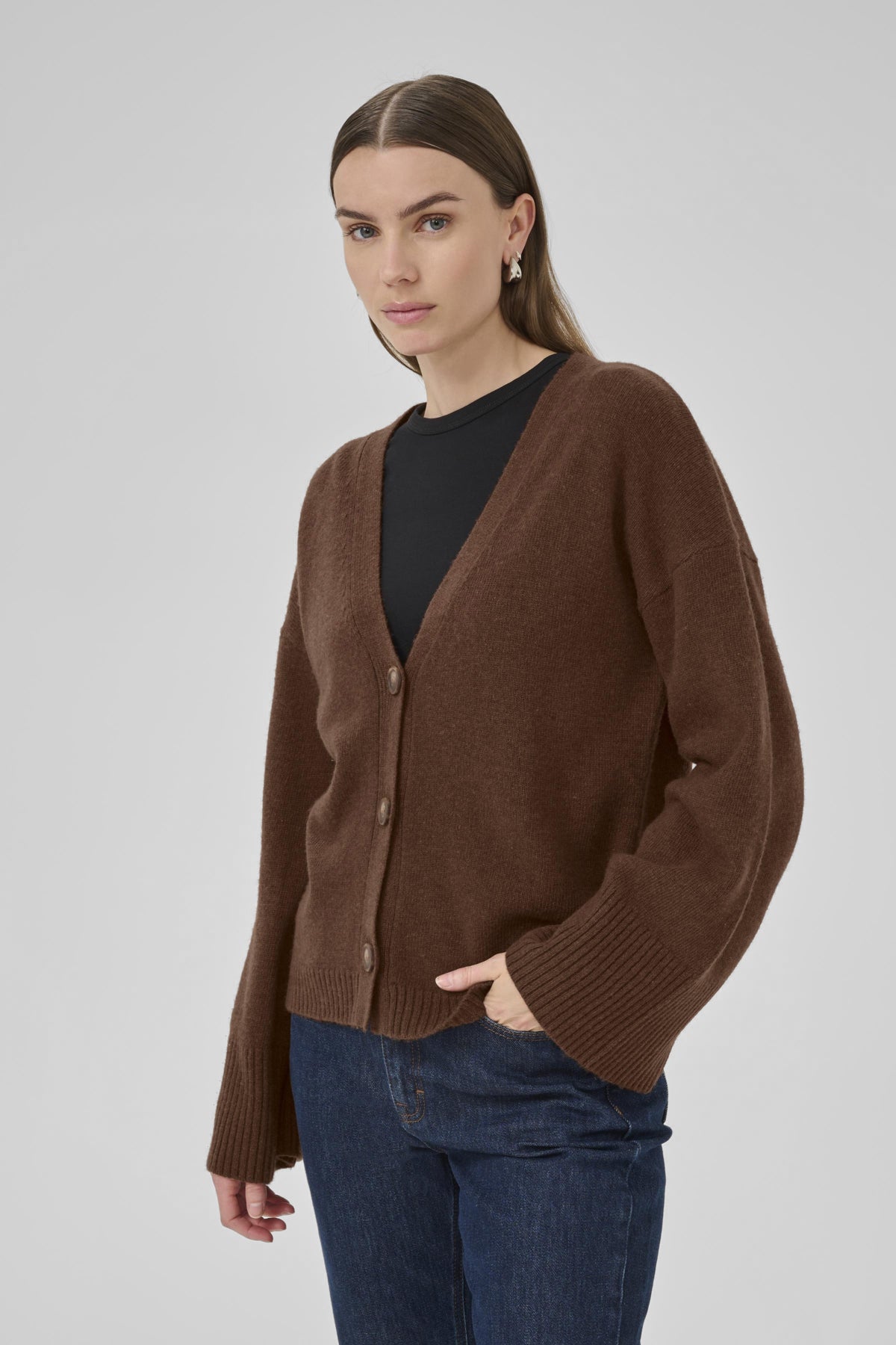 HuxiMW Knit Cardigan Tobacco Brown - 10705283