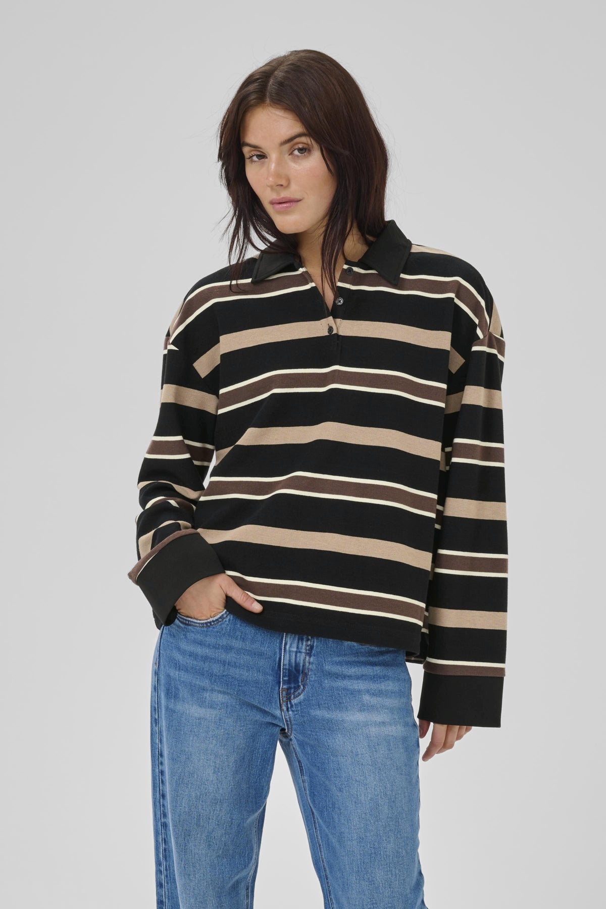 SalinaMW Polo Blouse Black
