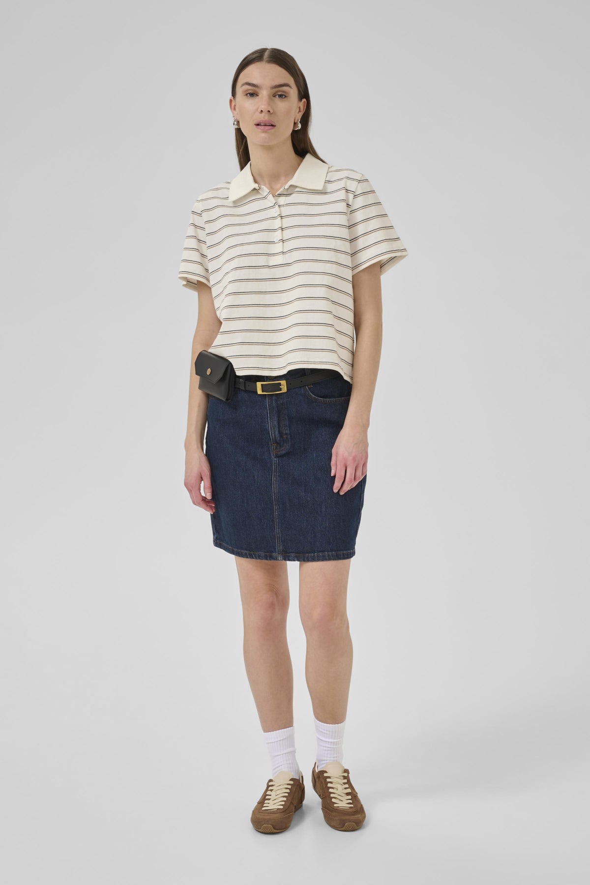 AnnaMW Polo Tee Snow White Striped - 10705295