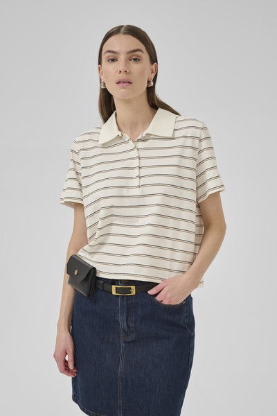 AnnaMW Polo Tee Snow White Striped - 10705295 Thumbnail