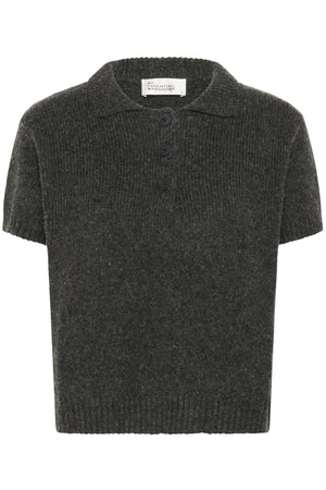 PalomaMW Knit Polo SS Dark grey melange - 10705313