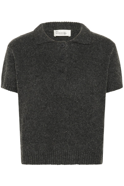 PalomaMW Knit Polo SS Dark grey melange - 10705313 Thumbnail