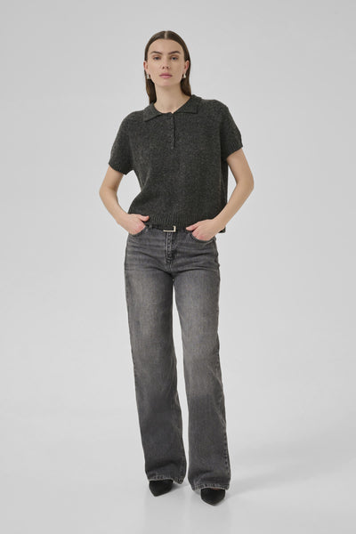 PalomaMW Knit Polo SS Dark grey melange - 10705313 Thumbnail