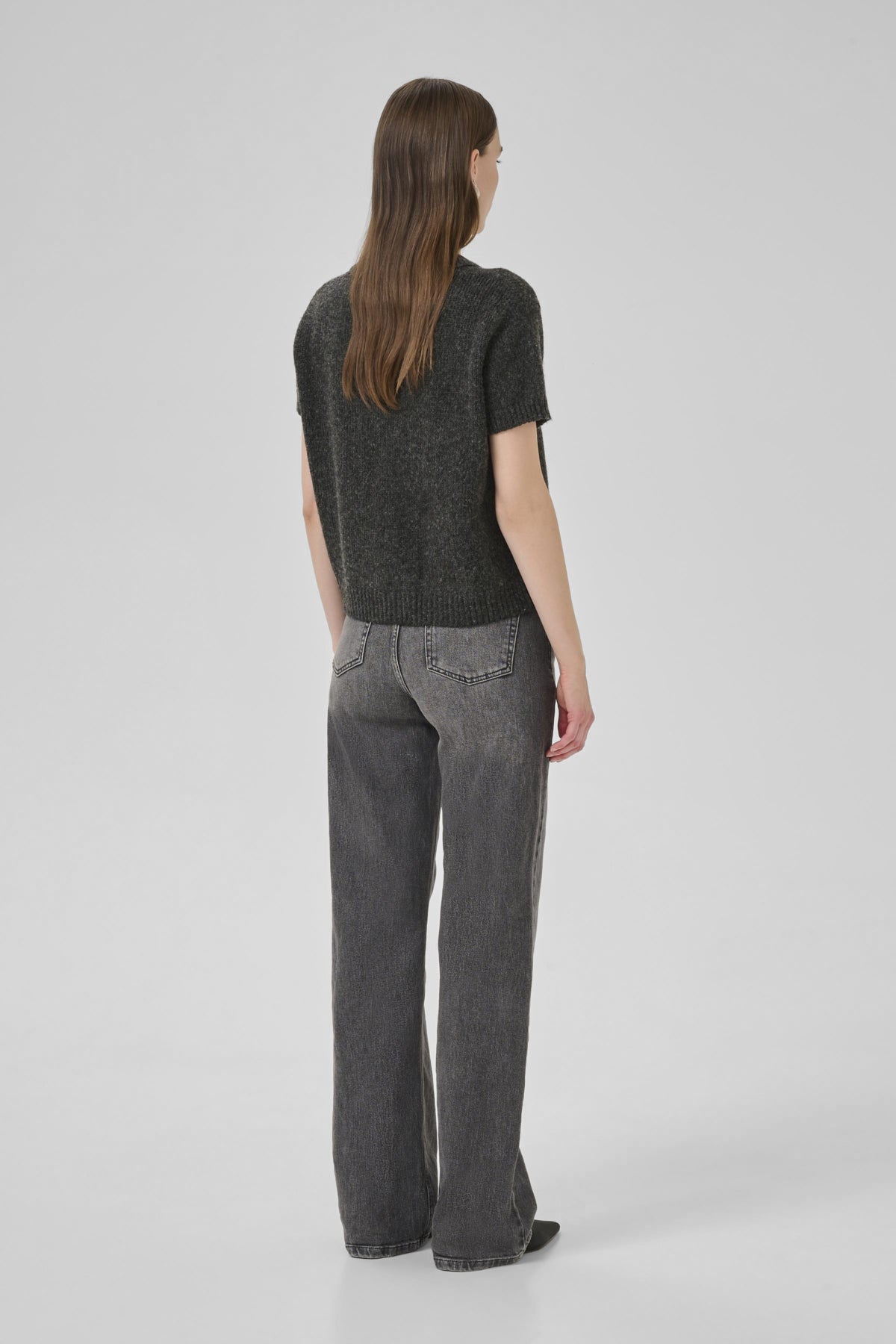 PalomaMW Knit Polo SS Dark grey melange - 10705313