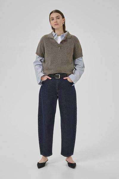 PalomaMW Knit Polo SS Brown Melange - 10705313 Thumbnail