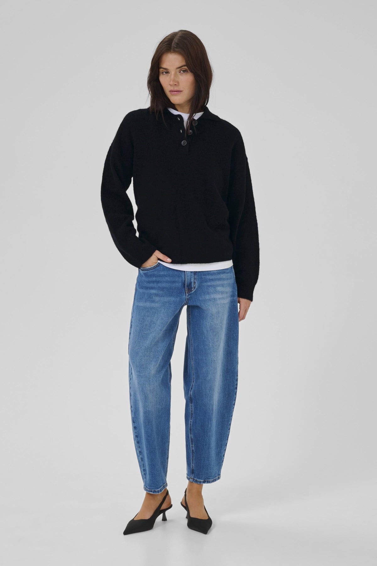 SivaMW Knit Polo Pullover Black - 10705316