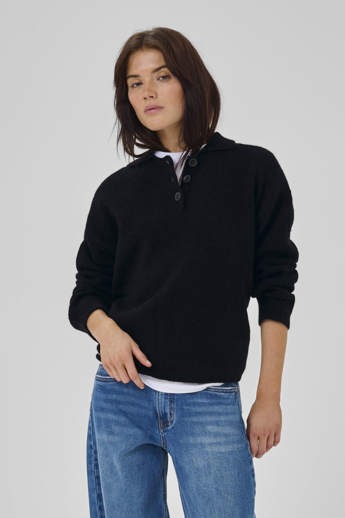 SivaMW Knit Polo Pullover Black - 10705316