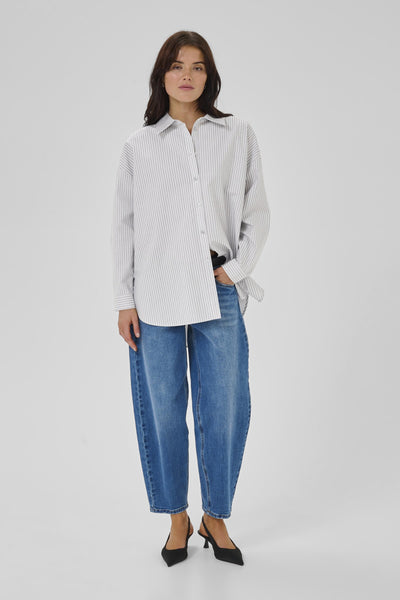 JeanMW Boxy Shirt PearlBlue Stiped - 10705358 Thumbnail