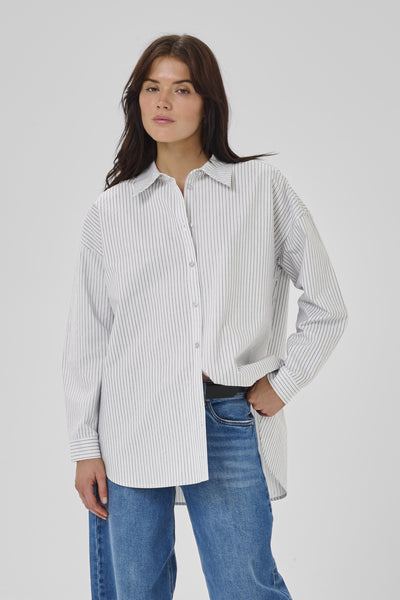 JeanMW Boxy Shirt PearlBlue Stiped - 10705358 Thumbnail
