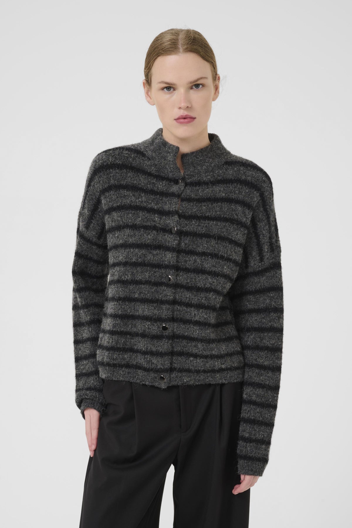 AlphaGZ short cardigan NOOS Charcoal Black striped - 10905931