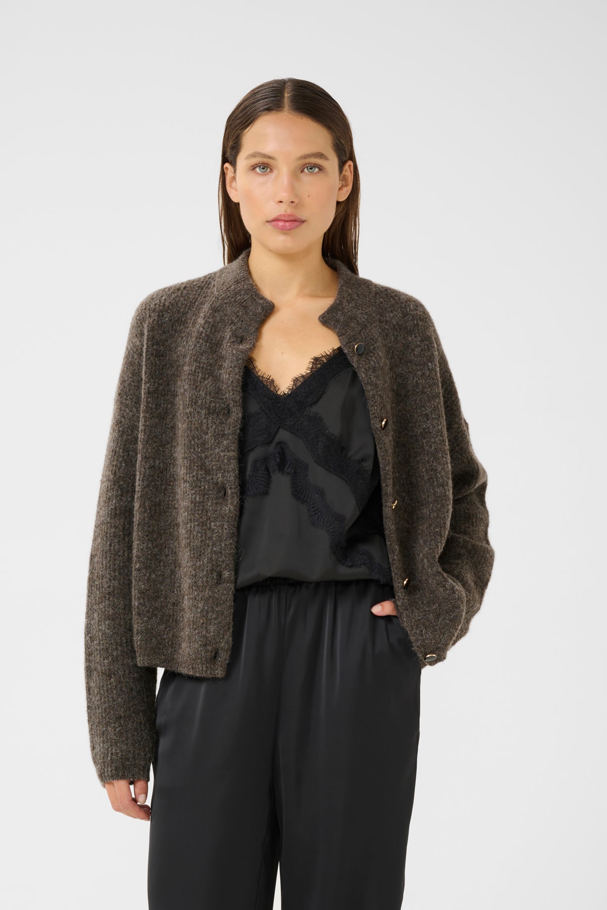 AlphaGZ short cardigan NOOS Chestnut Melange - 10905931
