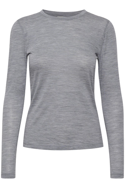 NiniaGZ ls wool roundneck NOOS Grey M‚lange - 10906718 Thumbnail