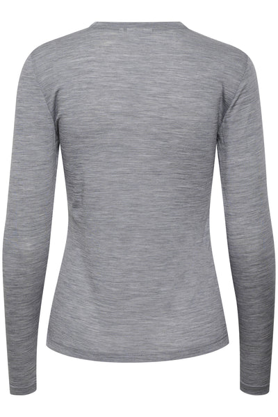 NiniaGZ ls wool roundneck NOOS Grey M‚lange - 10906718 Thumbnail