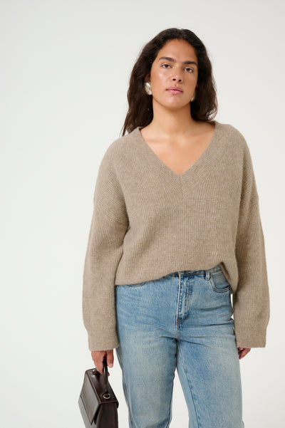 AlphaGZ V-neck NOOS Warm Sand Melange - 10909332 Thumbnail