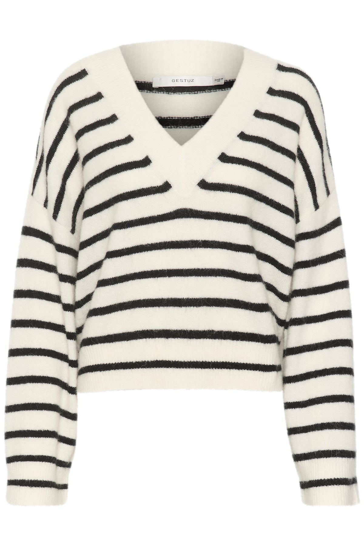 AlphaGZ V-neck striped NOOS Ivory black striped - 10909344