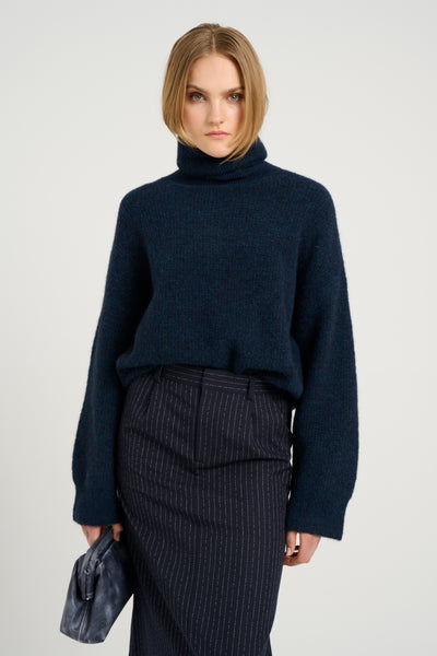 AlphaGZ rollneck Indigo Melange - 10909446 Thumbnail