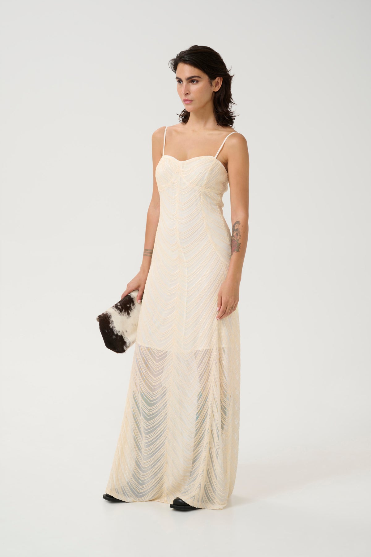 GliraGZ long dress Butter Yellow sequins - 10909573