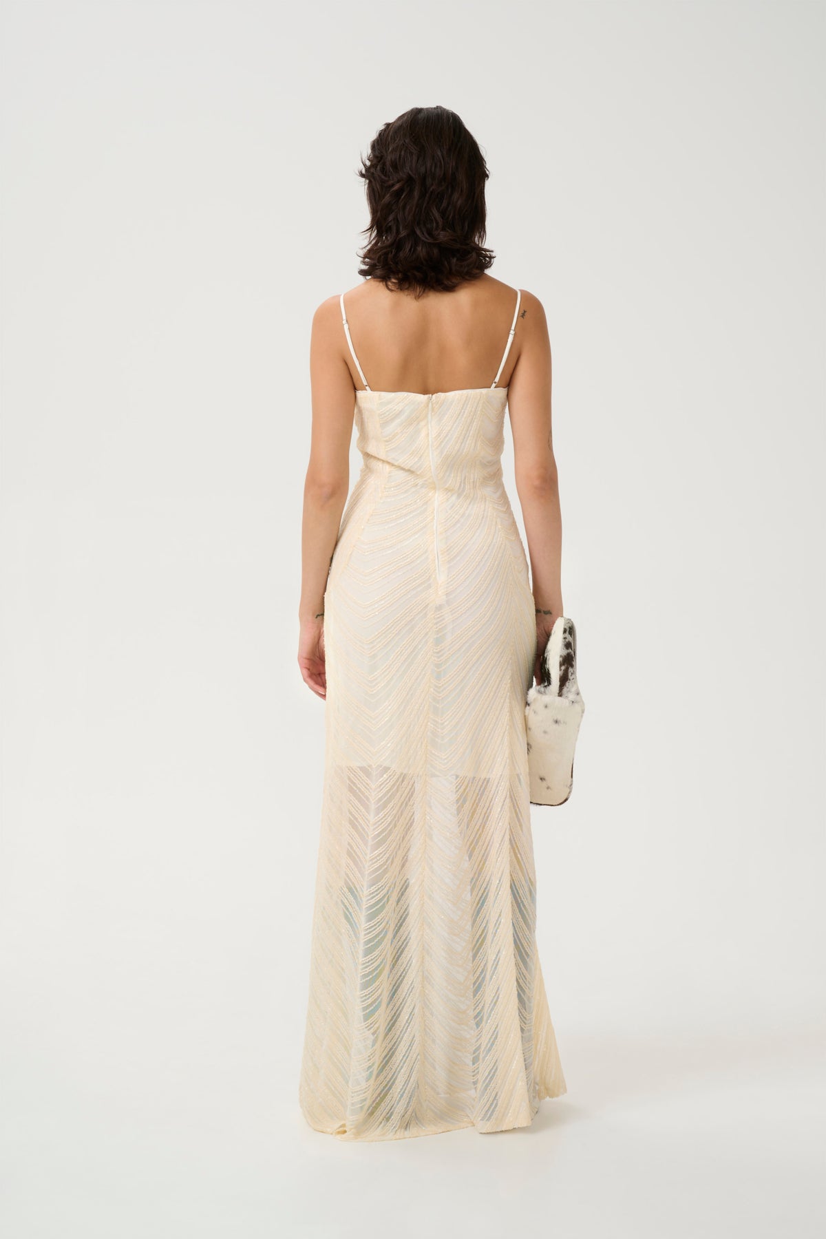 GliraGZ long dress Butter Yellow sequins - 10909573