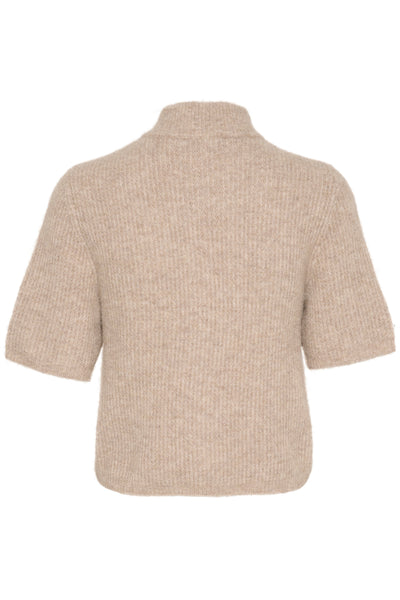 AlphaGZ ss short cardigan NOOS Warm Sand Melange - 10909816 Thumbnail