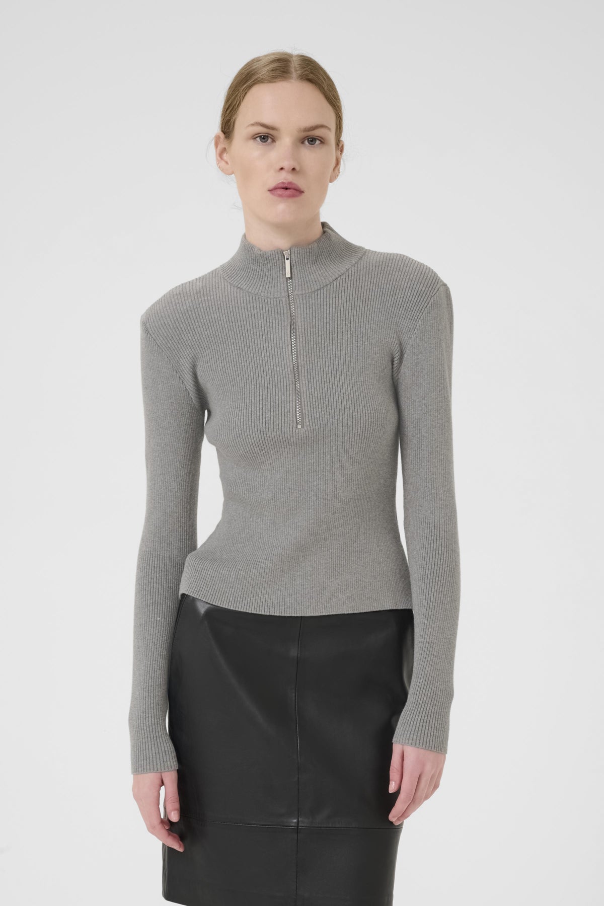 YasmiaGZ zipper pullover NOOS Grey Melange - 10909819