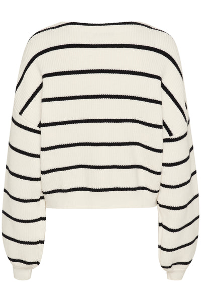 MebaGZ cardigan striped NOOS Egret with black stripes - 10909824 Thumbnail