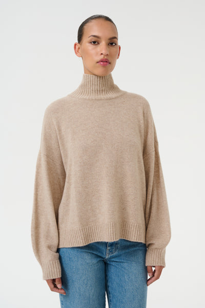 CasiaGZ high neck pullover NOO Light Weight Beige Melange - 10909851 Thumbnail