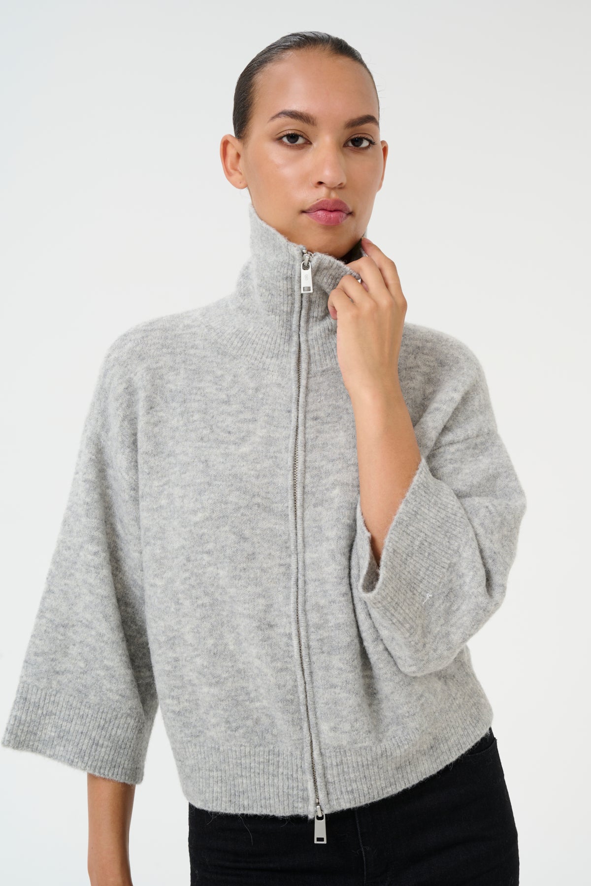 GZalpha ss cardigan Light Grey Melange - 10909984