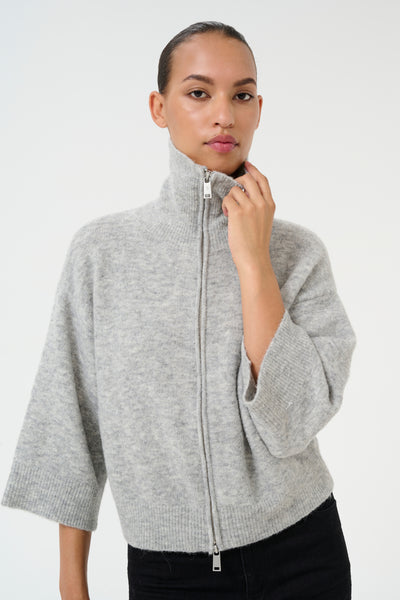 GZalpha ss cardigan Light Grey Melange - 10909984 Thumbnail