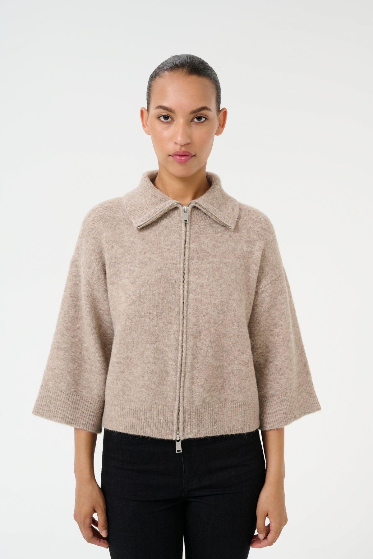 GZalpha ss cardigan Warm Sand Melange - 10909984