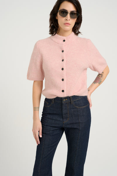 AlphaGZ ss short cardigan Rose grey melange - 10910034 Thumbnail