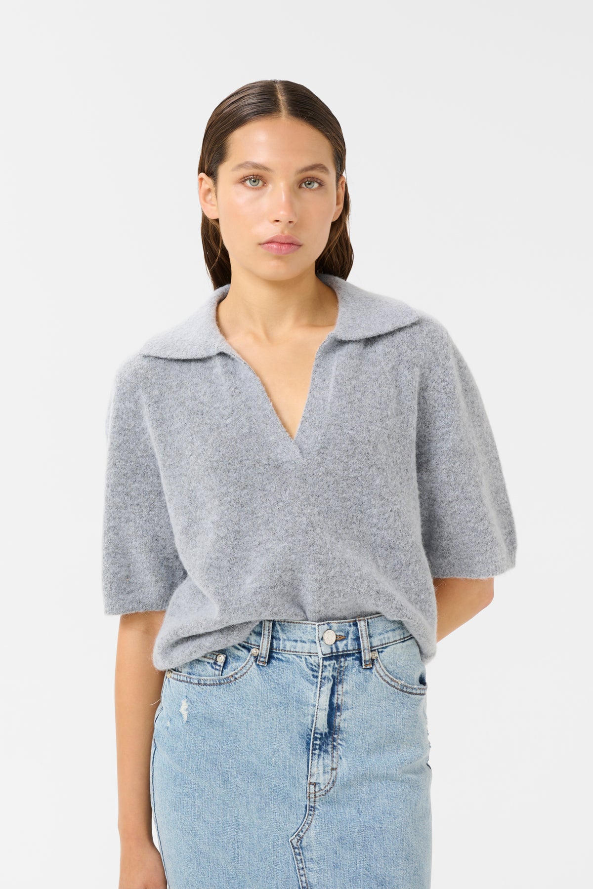 GZalpha ss polo pullover Pearl Blue Melange - 10910035