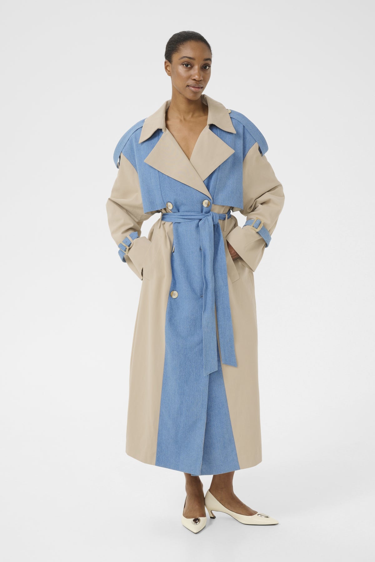 GZfibi trenchcoat Mid blue washed/sand - 10910058