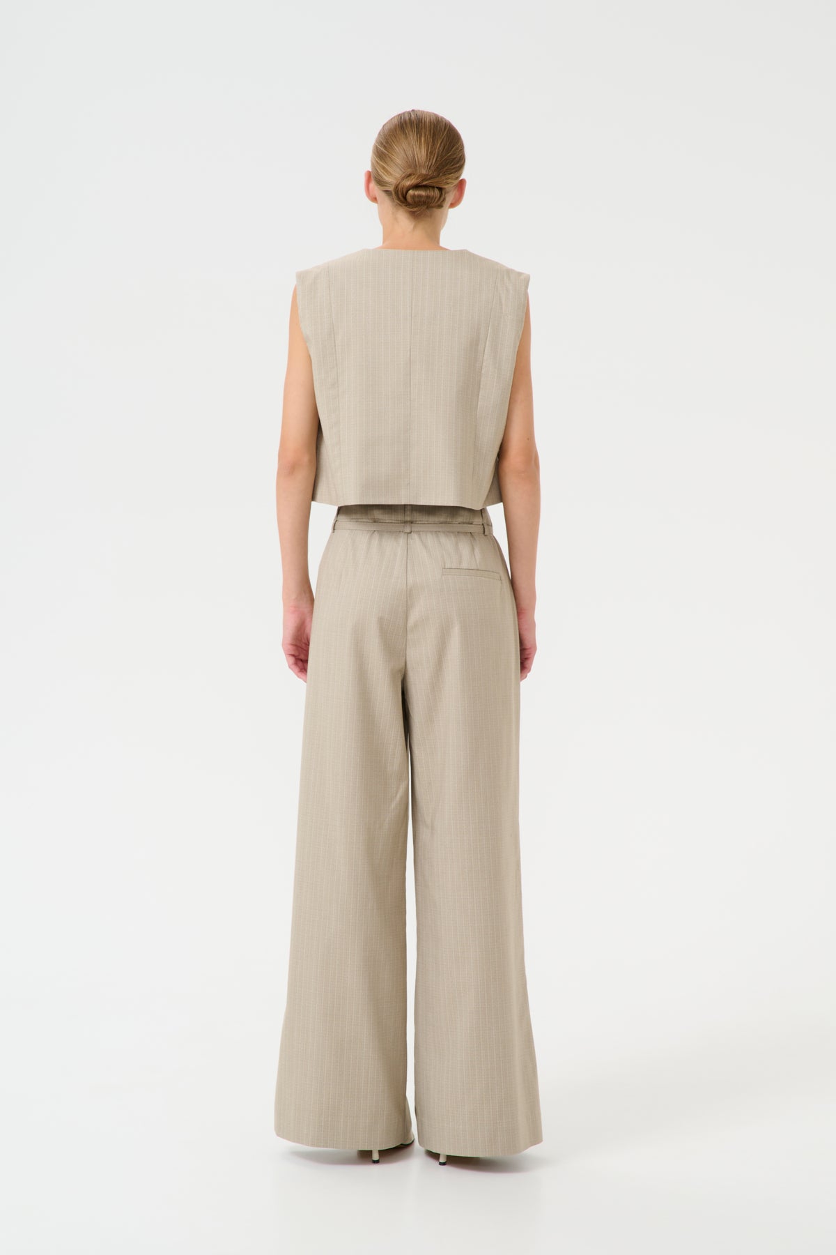 GZtiff HW wide pants Pinstripe dust green