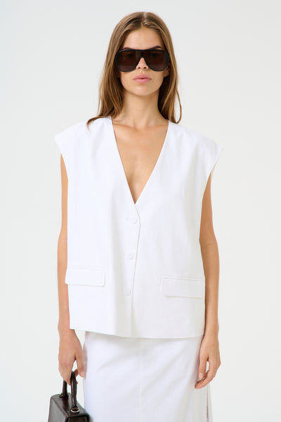 GZizza linen waistcoat Bright White - 10910239 Thumbnail