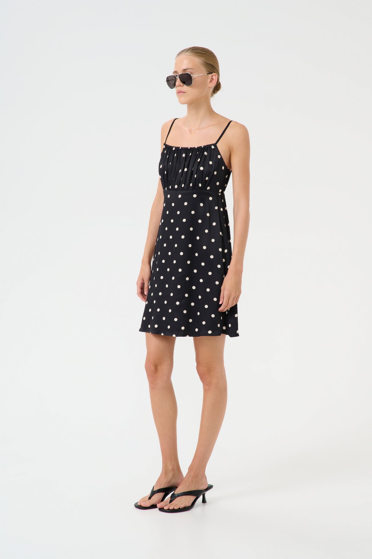 GZdotta P short dress Black with egret dot - 10910292
