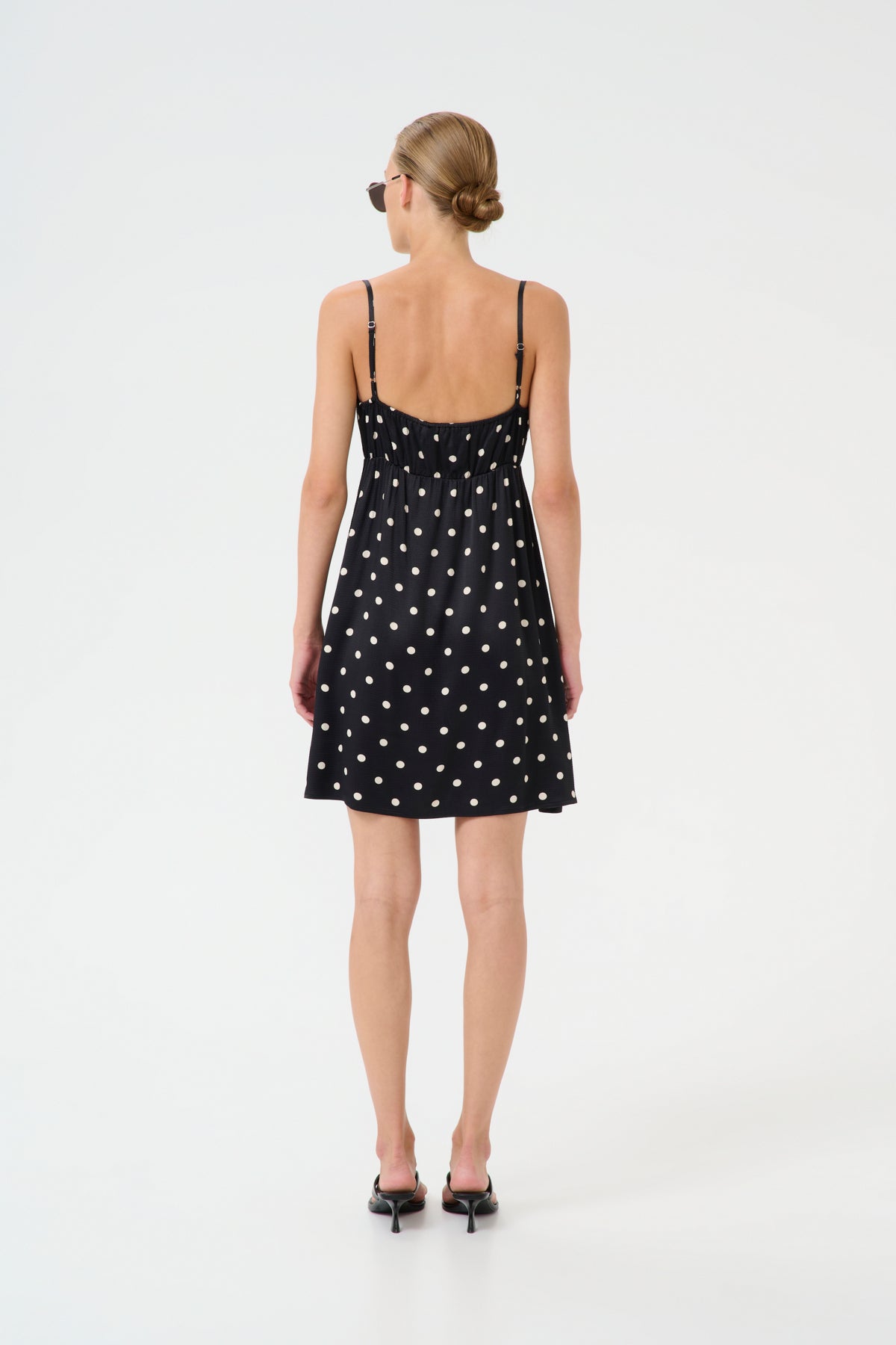 GZdotta P short dress Black with egret dot - 10910292