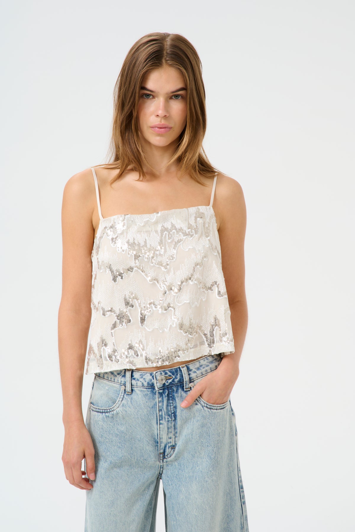 GZsagina singlet top Birch with sequins