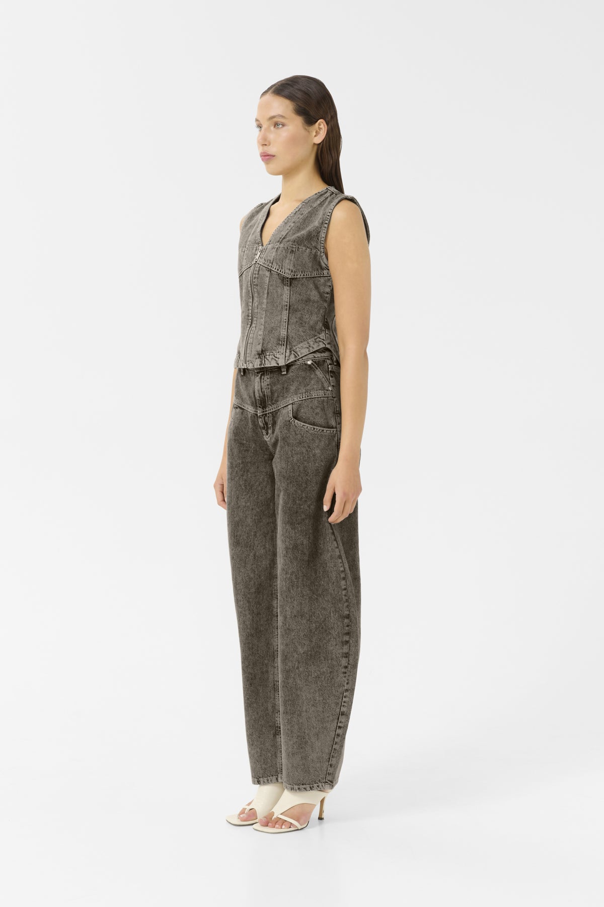 GZjosie HW barrel jeans Greige denim wash